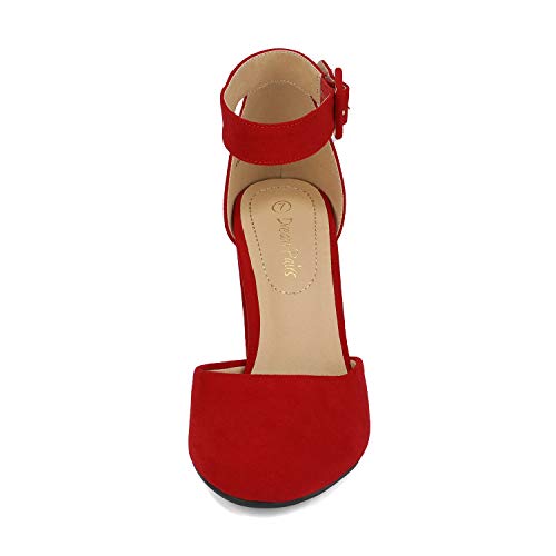 Red suede pumps with ankle strap sales