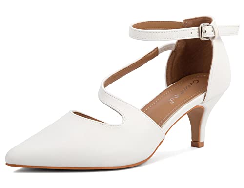 Greatonu Womens Court Shoes D Orsay Ankle Strap Low Kitten Heel Dress Style Heist