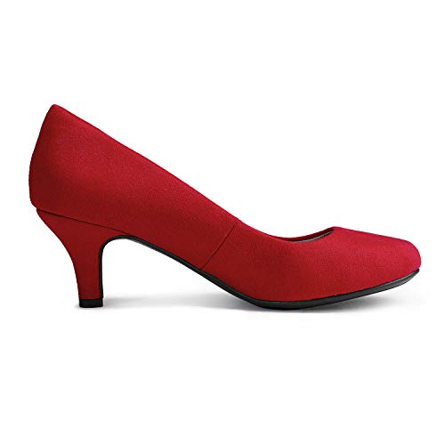 DREAM PAIRS Womens Slip On Low Kitten Heels Round Toe Pump Court
