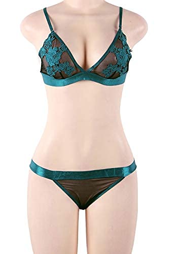 MarysGift Women's Teddy Lace Up Floral Embroidered Top Lingerie