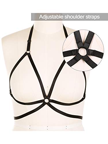 3 Pieces Women Harness Strappy Hollow Out Elastic Cage Bra Cupless