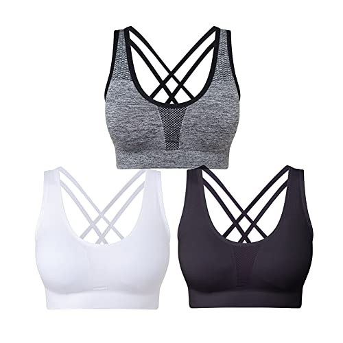 Women's Strappy Sports Bra, 3 Pack