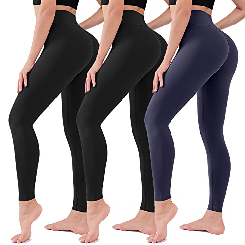 ACTINPU 3PCS T Black Leggings for Women Soft High Waisted Tummy