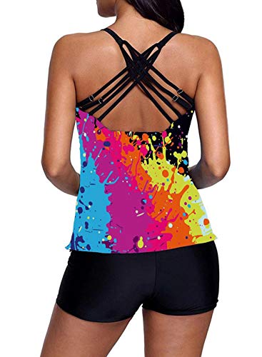 Gradient Colour Tankini Set Top with Shorts Low Waist Sporty Swimsuit –  Style Heist