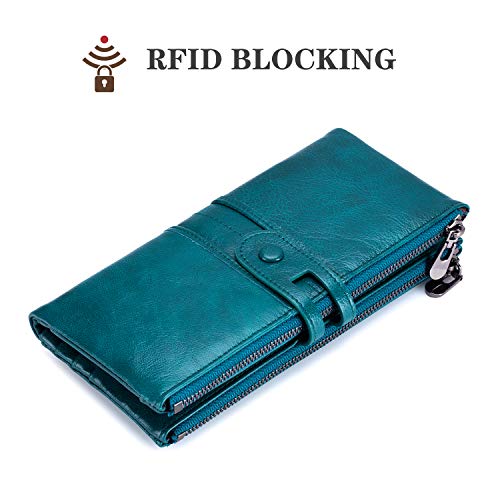 ROULENS RFID Genuine Leather Women Long Wallet Clutch Purse Large Capacity  Card Holder 