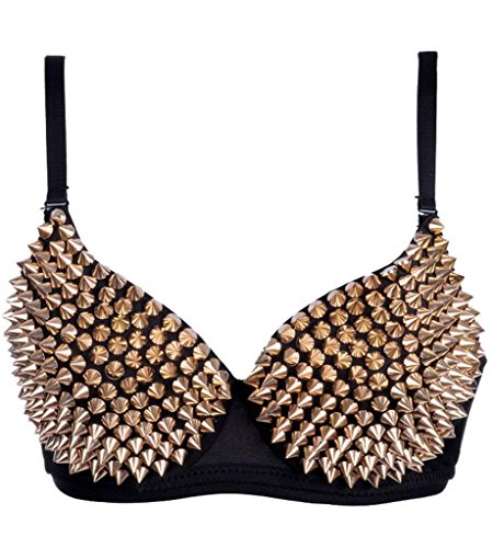 Metallic Spike Punk Goth Bra Clubwear-Silver-M – Style Heist