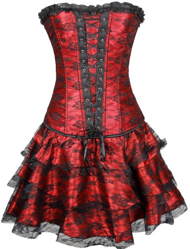 Grebrafan Gothic Plus Size Faux Leather Corset Skirt (US(4-6) S, Black) :  : Clothing, Shoes & Accessories