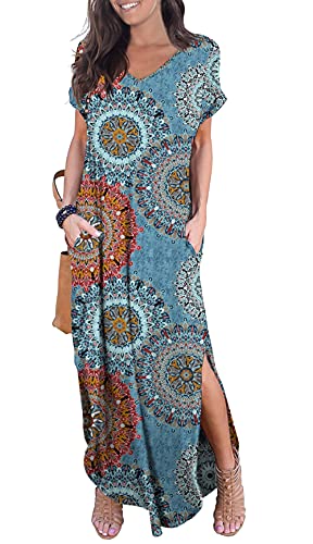 summer maxi dresses with short sleeves uk Women's Tall Summer Dress Print Short Sleeve Maxi Dresses Brandedfashion