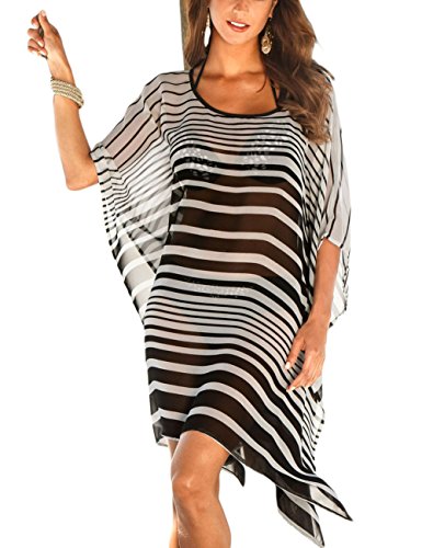 Chiffon Black White Striped Beach Cover Ups Style Heist
