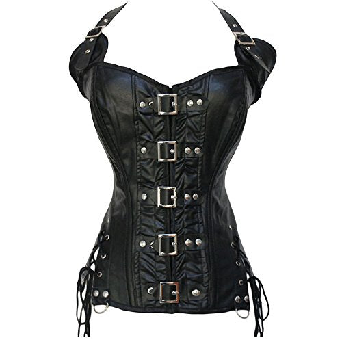 Grebrafan Halter Leather Corset with Pirate Skirt and Blouse 3 Piece C –  Style Heist