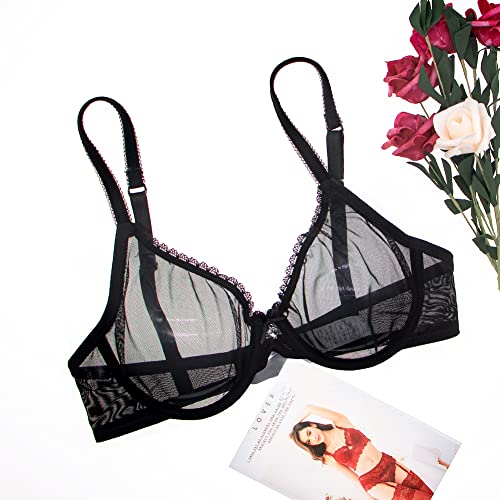 Varsbaby Women See-through Lace Push Up Transparent Everyday Bra