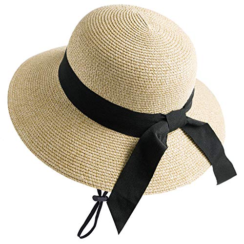 FURTALK Womens Sun Straw Hat Wide Brim UPF 50 Summer Hat Foldable Roll up  Floppy Beach Hats for Women at  Women's Clothing store