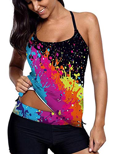 Gradient Colour Tankini Set Top with Shorts Low Waist Sporty Swimsuit –  Style Heist