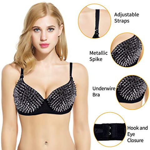 Women's Punk Bikini Bra Lady Goth Silver Studded Push Up Bras A Must f –  Style Heist