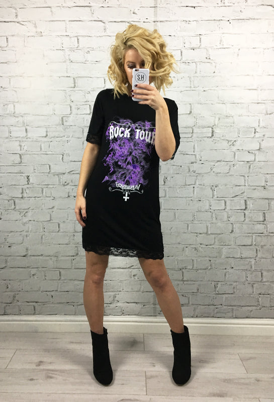 T shirt dress with lace new arrivals bottom