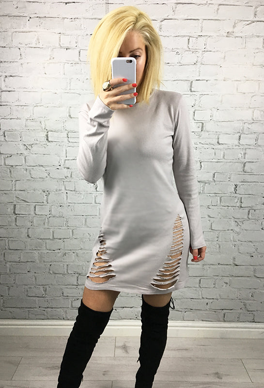 Stone Slashed Thigh Brooke Jumper Dress Style Heist