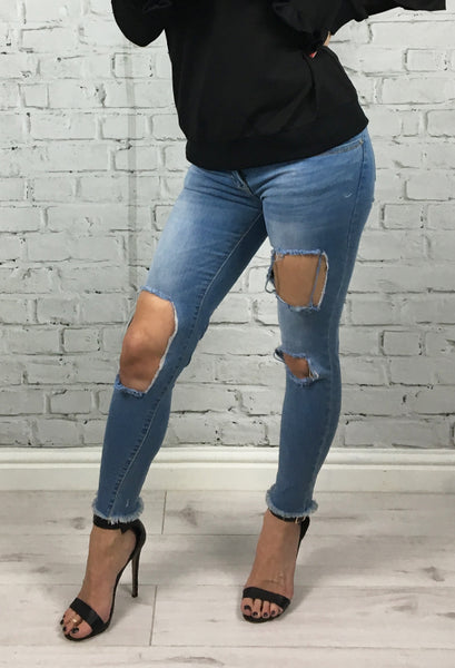 Extreme frayed discount hem jeans